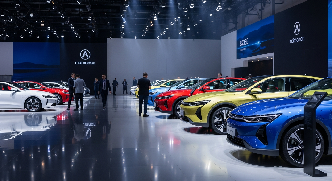 Coches eléctricos de nueva generación expuestos en salón del automóvil