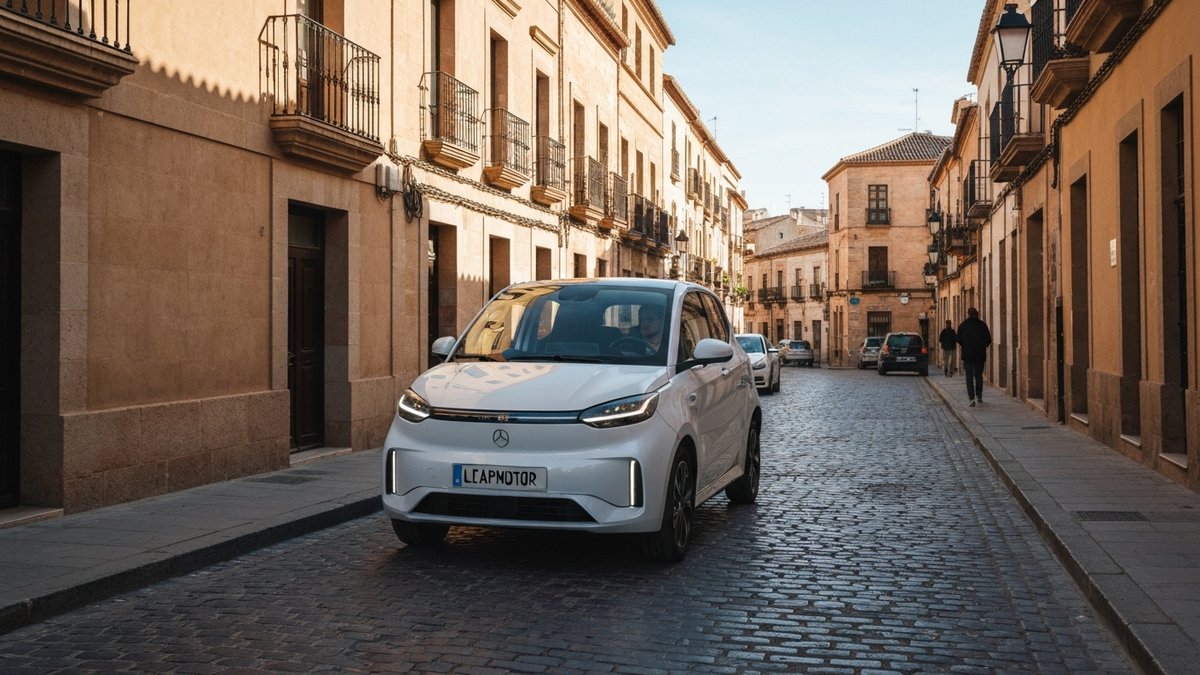 Coches eléctricos compactos aparcados en una calle de ciudad